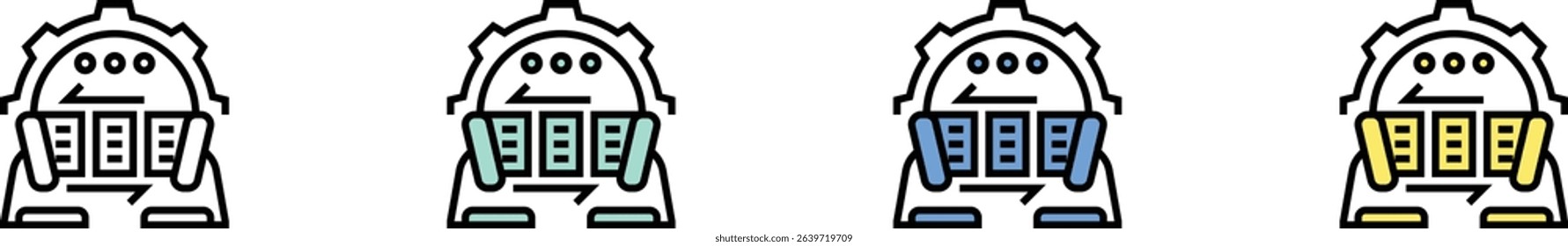 data transfer icon. Outline, Green, Blue and Yellow Style Design Isolated On White Background
