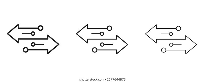 Data transfer icon, outline sign, linear symbols