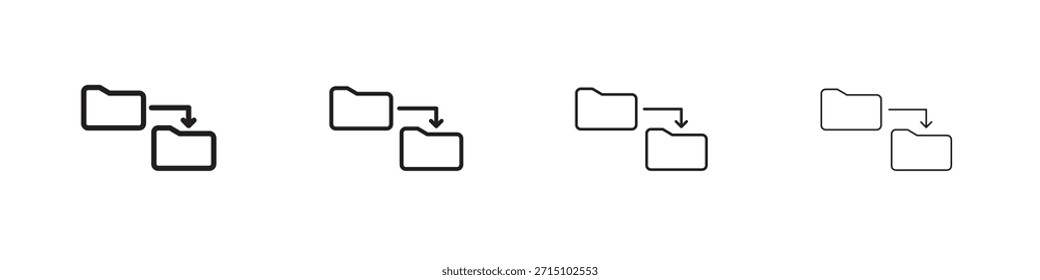 Data transfer icon set. A collection of simple black thin strokes icons