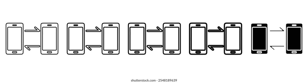 ícone de transferência de dados Conjunto simples de logotipos de linha fina