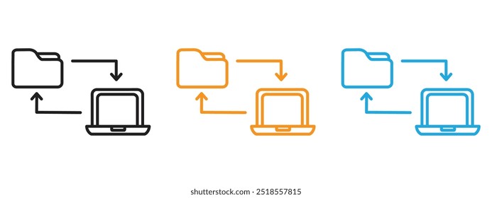 Icono de transferencia de datos Conjunto de ilustración de línea delgada