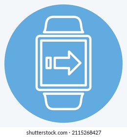 Icono de transferencia de datos en el estilo de los ojos azules de moda aislado en un fondo azul suave
