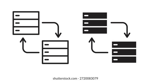 Iconos de transferencia de datos de color negro en varios estilos