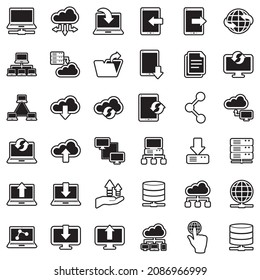 Data Transfer Icons. Line With Fill Design. Vector Illustration.