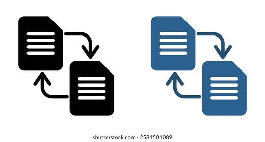 Data transfer icons pack in black and colored version
