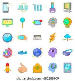 Data transfer icons set. Cartoon set of 25 data transfer vector icons for web isolated on white background