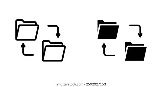 Data transfer icons. stroke line and black solid icons