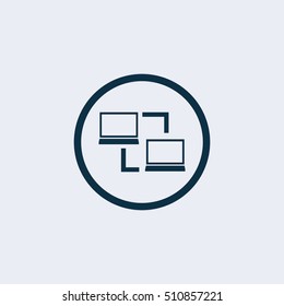 Data transfer from laptop to laptop. Vector illustration 