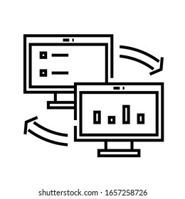 Symbol der Datenübermittlungslinie, Concept-Zeichen, Umriss der Vektorillustration, Linearsymbol.