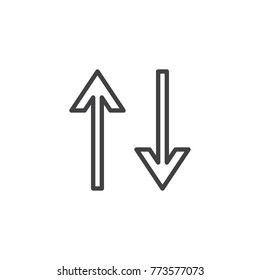 Data transfer line icon, outline vector sign, linear style pictogram isolated on white. Up down arrows symbol, logo illustration. Editable stroke