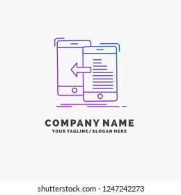 data, transfer, mobile, management, Move Purple Business Logo Template. Place for Tagline
