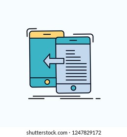 data, transfer, mobile, management, Move Flat Icon. green and Yellow sign and symbols for website and Mobile appliation. vector illustration