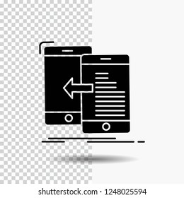 data, transfer, mobile, management, Move Glyph Icon on Transparent Background. Black Icon