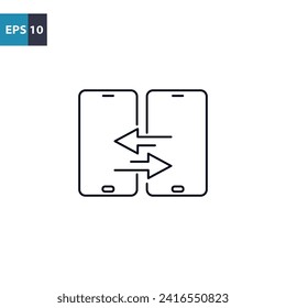 Data transfer on smartphones outline icon Vector illustration