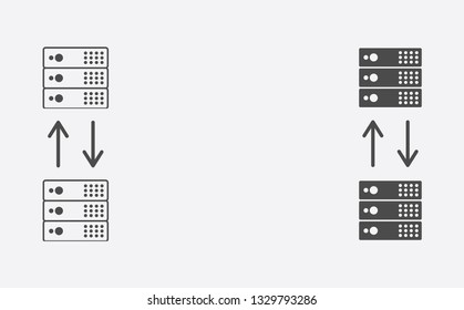 Data transfer outline and filled vector icon sign symbol