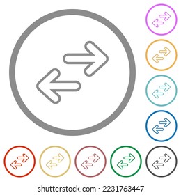 Contorno de transferencia de datos iconos de color plano en los contornos redondos sobre fondo blanco