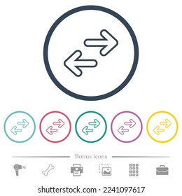 Data transfer outline flat color icons in round outlines. 6 bonus icons included.