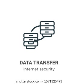 Data transfer outline vector icon. Thin line black data transfer icon, flat vector simple element illustration from editable networking concept isolated on white background