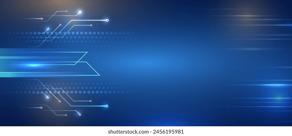 Data transfer and protection, internet communication on a blue background. High computer technology design. Modern science vector presentation. Abstract circles and lines futuristic concept. 