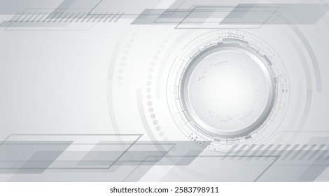 Data transfer and protection, internet communication on a grey background. High computer technology design. Modern science vector presentation. Abstract circles and lines futuristic concept.