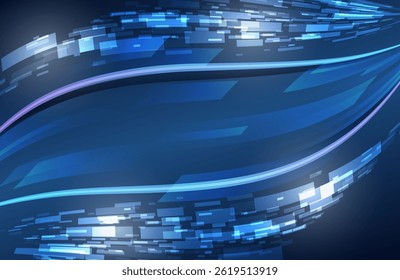 Transferencia y protección de datos, comunicación por Internet sobre un fondo azul. Diseño de alta tecnología informática. Presentación del Vector de ciencia moderna. Concepto futurista de líneas y ondas Abstractas.
