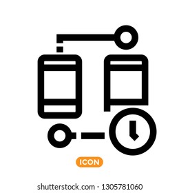 Data transfer related vector icon in flat line style. Flat symbol of mobile data transferring