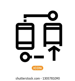 Data transfer related vector icon in flat line style. Flat symbol of mobile data transferring