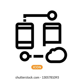 Data transfer related vector icon in flat line style. Flat symbol of mobile data transferring