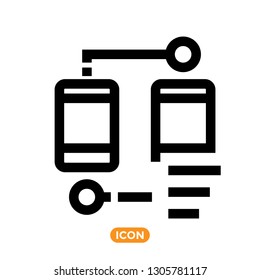 Data transfer related vector icon in flat line style. Flat symbol of mobile data transferring