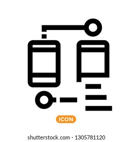 Data transfer related vector icon in flat line style. Flat symbol of mobile data transferring