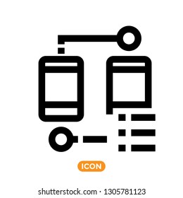 Data transfer related vector icon in flat line style. Flat symbol of mobile data transferring