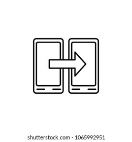 data transfer to a smart phone icon. Element of simple icon for websites, web design, mobile app, info graphics. Thin line icon for website design and development, app development on white background