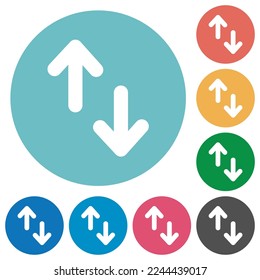 Data transfer solid flat white icons on round color backgrounds
