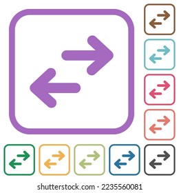 Data transfer solid simple icons in color rounded square frames on white background