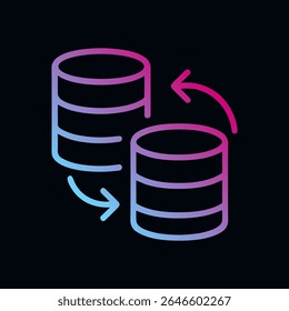 Datenübertragung mit Stapelaustauschinformationen. Symbolsymbolgrafik