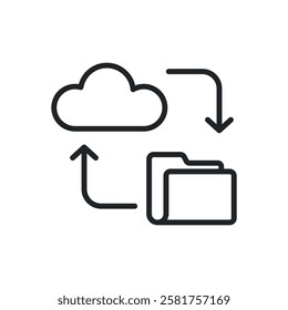 Data transfer thin line icons. Perfect pixel on transparent background