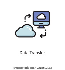 Data Transfer Vector  Filled Outline Icon Design illustration. Cloud Computing Symbol on White background EPS 10 File