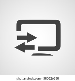 Data transfer vector icon, or screen mirroring broadcast sign