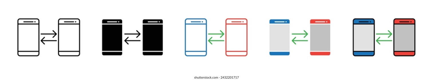 Data Transfer Vector Illustration Set. Wireless Fast Data Exchange Sign Suitable for Apps and Websites UI Design Style.