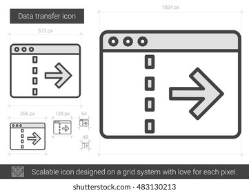 Data transfer vector line icon isolated on white background. Data transfer line icon for infographic, website or app. Scalable icon designed on a grid system.