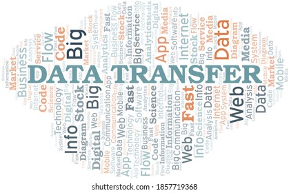 Data Transfer vector word cloud, made with text only.