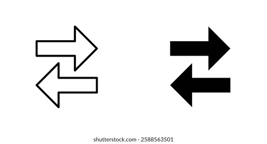 Data transfer vectors icons set in filled and strokes on white background