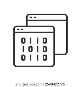 Transferencia de datos desde una página de Web, icono en diseño de línea. Datos, transferencia, Web, página, Cargar, Descarga, archivo sobre Vector de fondo blanco. Transferencia de datos desde una página de Web icono de trazo editable