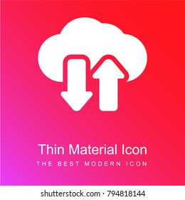 Data transference on internet cloud red and pink gradient material white icon minimal design
