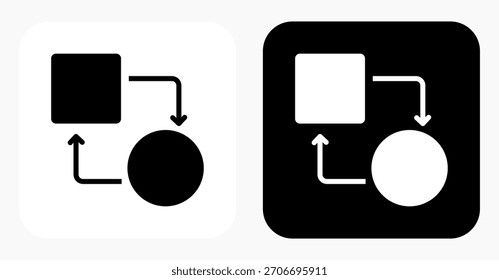 Icono blanco y negro de la transformación de datos