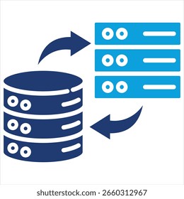Ilustración vectorial de icono azul plano de transformación de datos