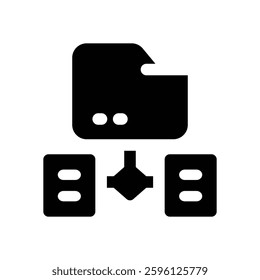 data transformation glyph icon. Strong and solid vector icon for websites, mobile interfaces, presentations, and visual branding. High quality and easy to edit.