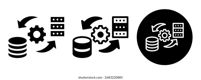 Glifo de Colección de íconos de transformación de datos y Ilustración vectorial mixta