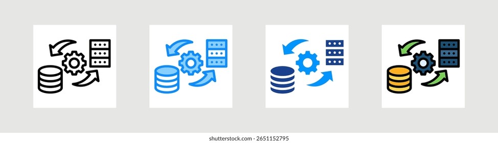 Conjunto de Colección de íconos de transformación de datos Estilo múltiple