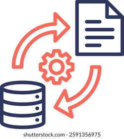 Data Transformation Icon Line Color Vector Illustration